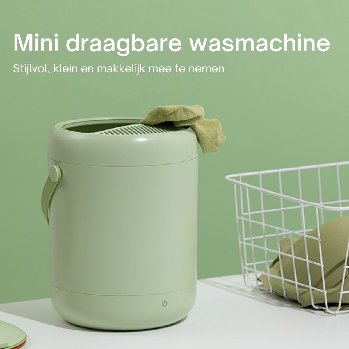  Tauraro Mini Wasmachine Groen - Mini Wasmachine - Kleine Wasmachine - Wasmachine Klein - Handwasmachine - Draagbare Wasmachine - Kampeer Wasmachine - Mini Wasmachine Camping - 17.5 X 17.5 X 23.5 Cm