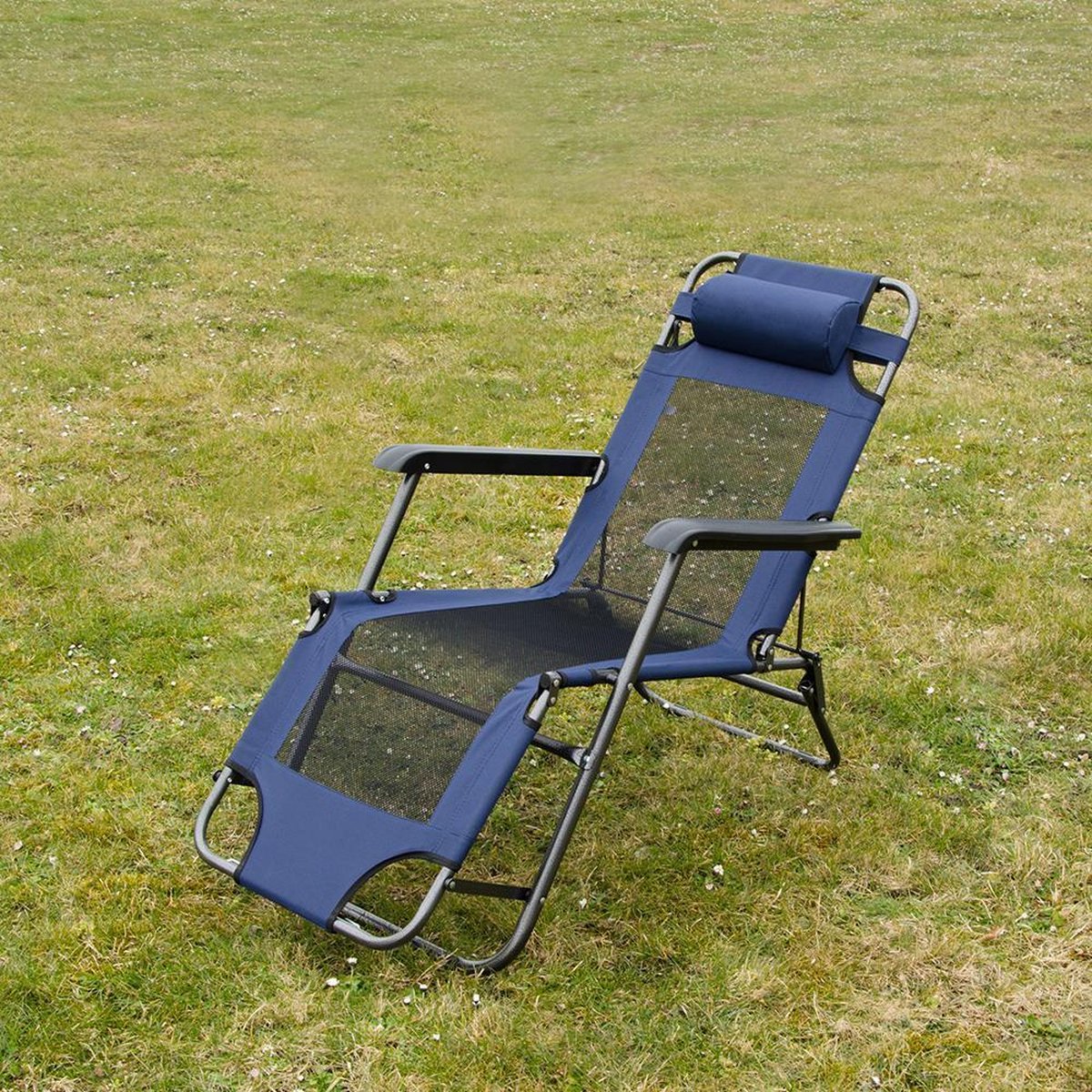  Ligstoel 155x60cm - Opvouwbaar Campingstoel Ligbed Strandstoel Tuinstoel Vouwligstoel Blauw
