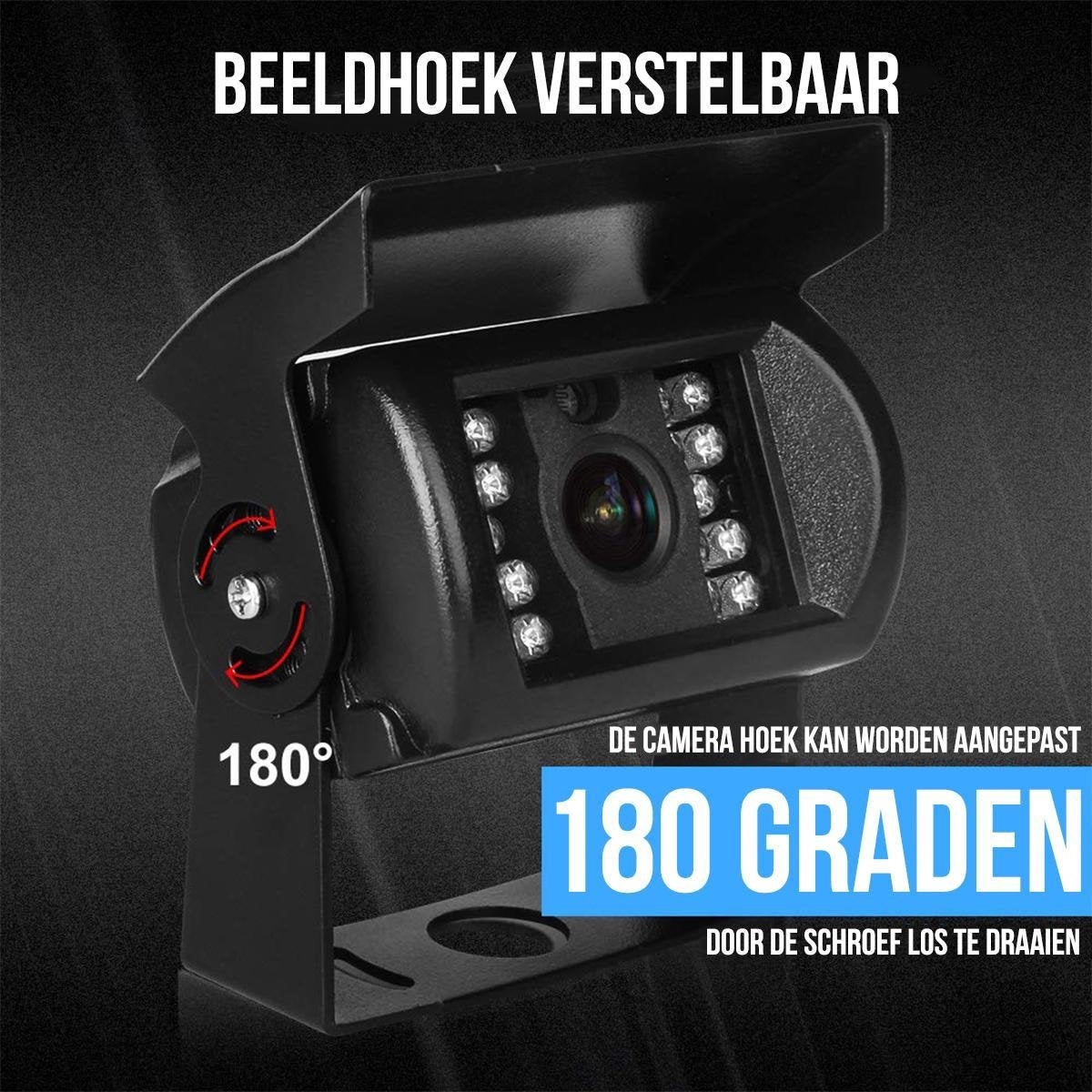  Strex Achteruitrijcamera Set Bedraad Met 2 Camera's (tegelijk Bekijken) - 7" Scherm - 18LED Nachtzicht 15m - IP67 Waterdicht - Achteruitrij Camera
