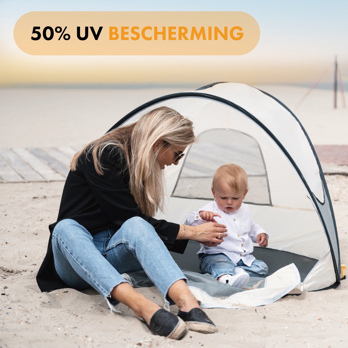 Deryan Luxe Pop Up Strandtent - Anti-UV 50+ - Cream