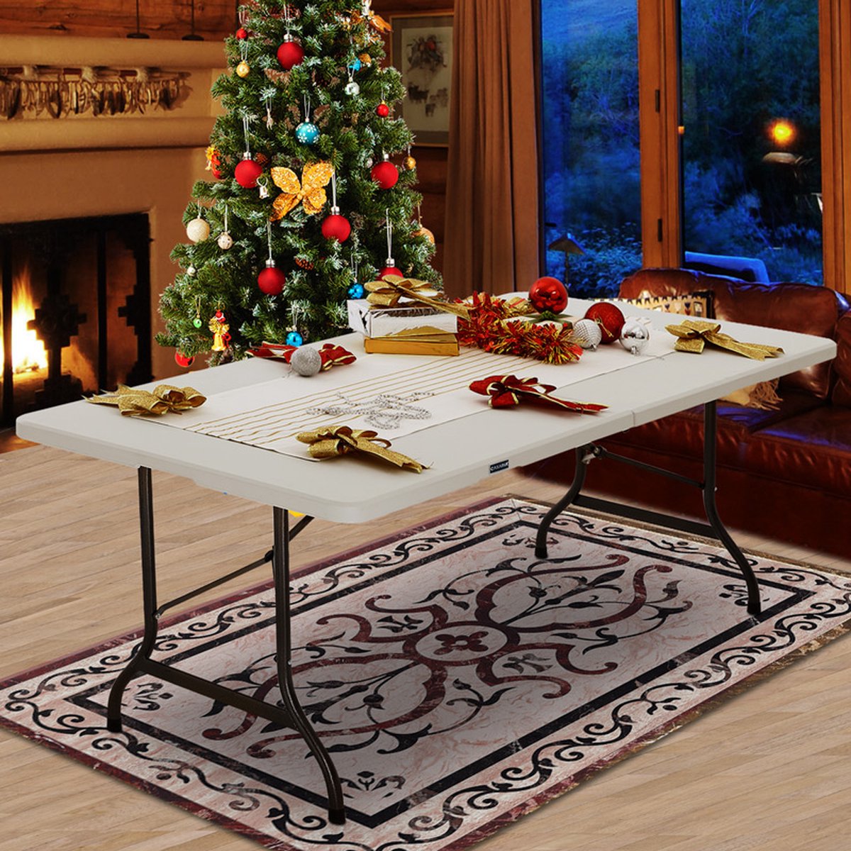  Casaria Tuintafel Opvouwbaar – Met Draaggreep 220x70 Cm – Wit