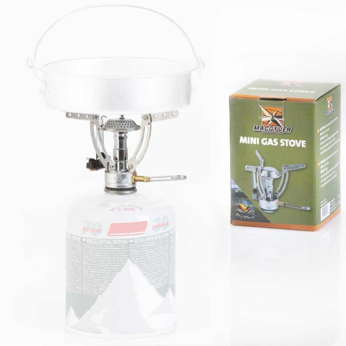  MacGyver Gasbrander Mini RVS - Camping Kookstel - Kookbrander - 10 Cm - Elektronische Ontsteking
