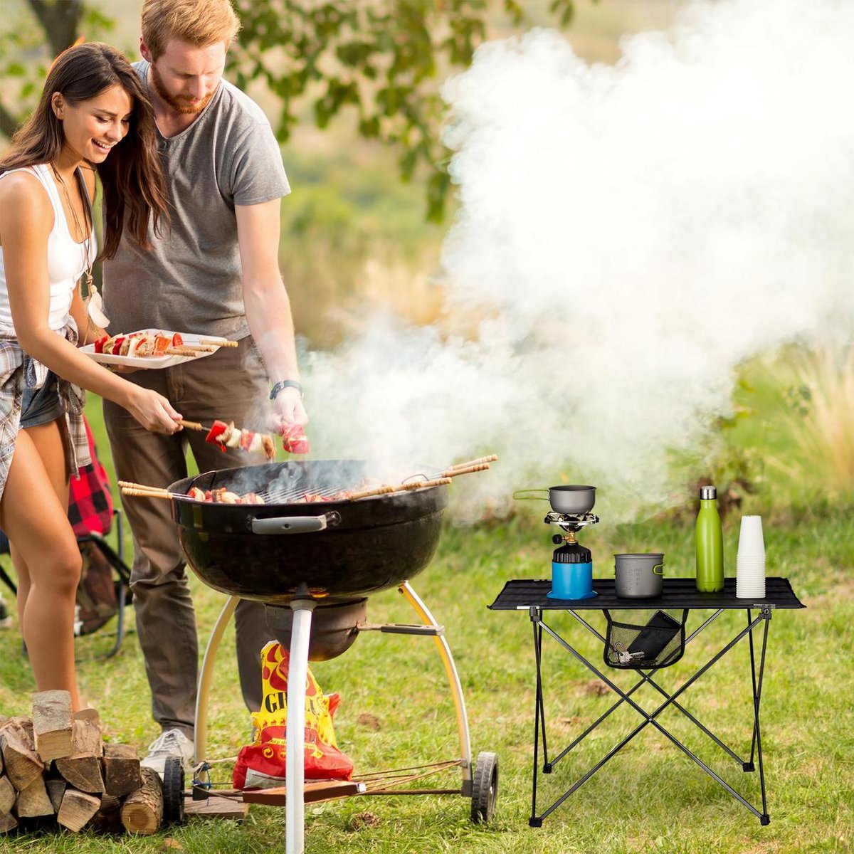  Relaxdays Campingtafel Inklapbaar - Kampeertafel - Klaptafel - Picknicktafel - Draagzak