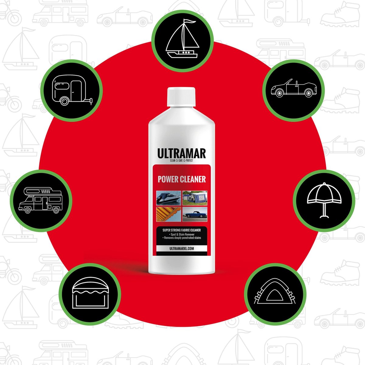  Ultramar - Power Cleaner 1L - Tentdoekreiniger Voor Bootkap, Tent, Cabriodak