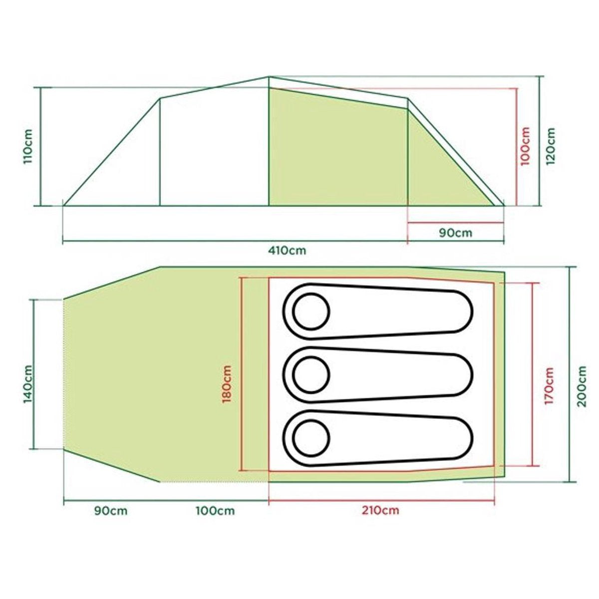  Coleman Tasman 3 Tunneltent - 3-Persoons - Groen