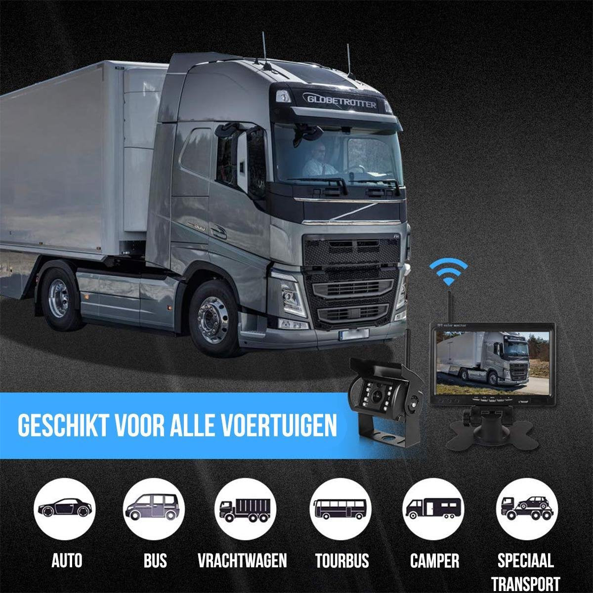  Strex Achteruitrijcamera Set Draadloos - 7" Scherm - 18LED Nachtzicht 15m - IP67 Waterdicht - Achteruitrij Camera - Geschikt Voor Auto/ Camper / Caravan / Vrachtwagen / Landbouw / Boot / Tractor