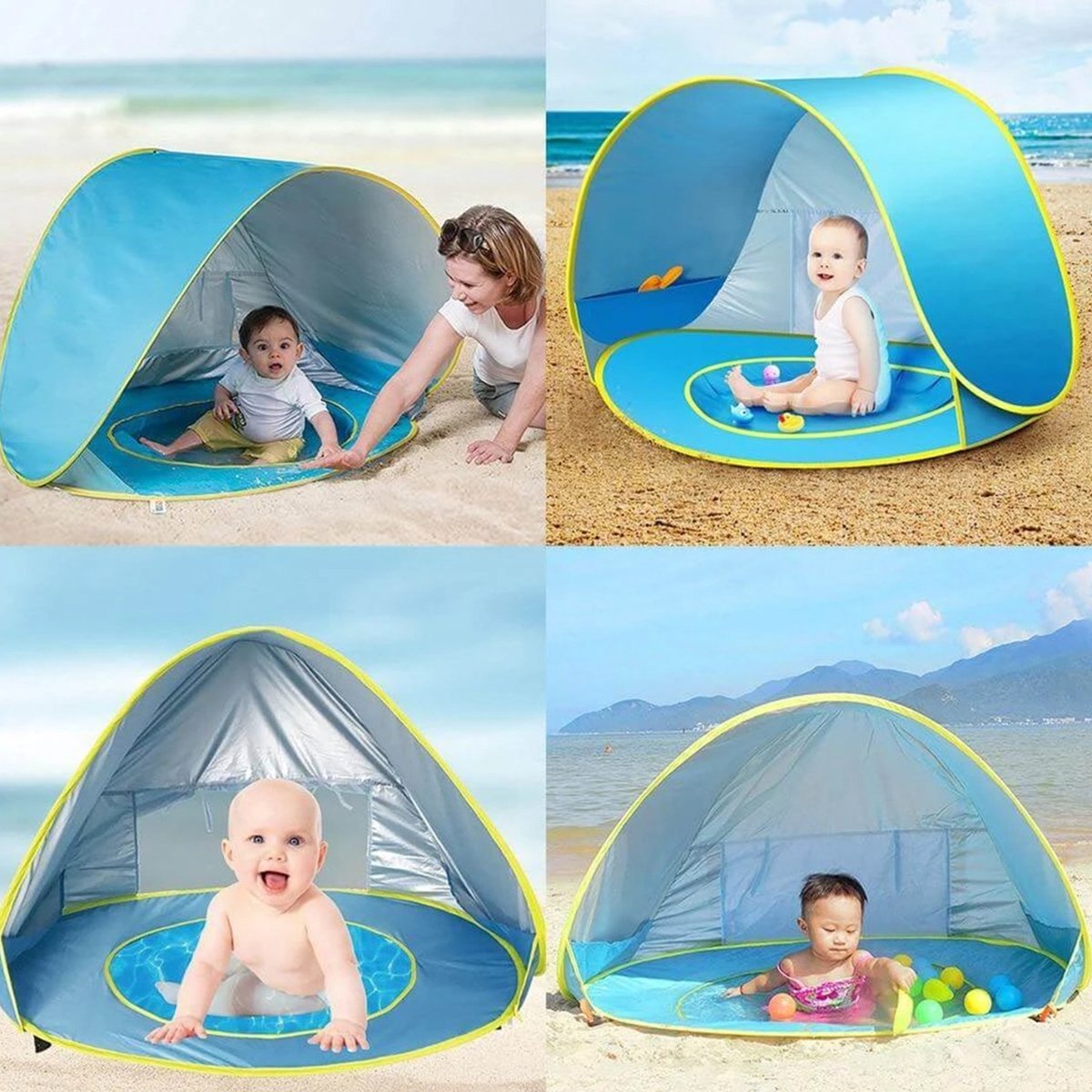  Seidon Strandtent Baby - Pop Up Tent - UV Bescherming - Baby En Kind - Waterdicht - Zwembadje - UV Bescherming