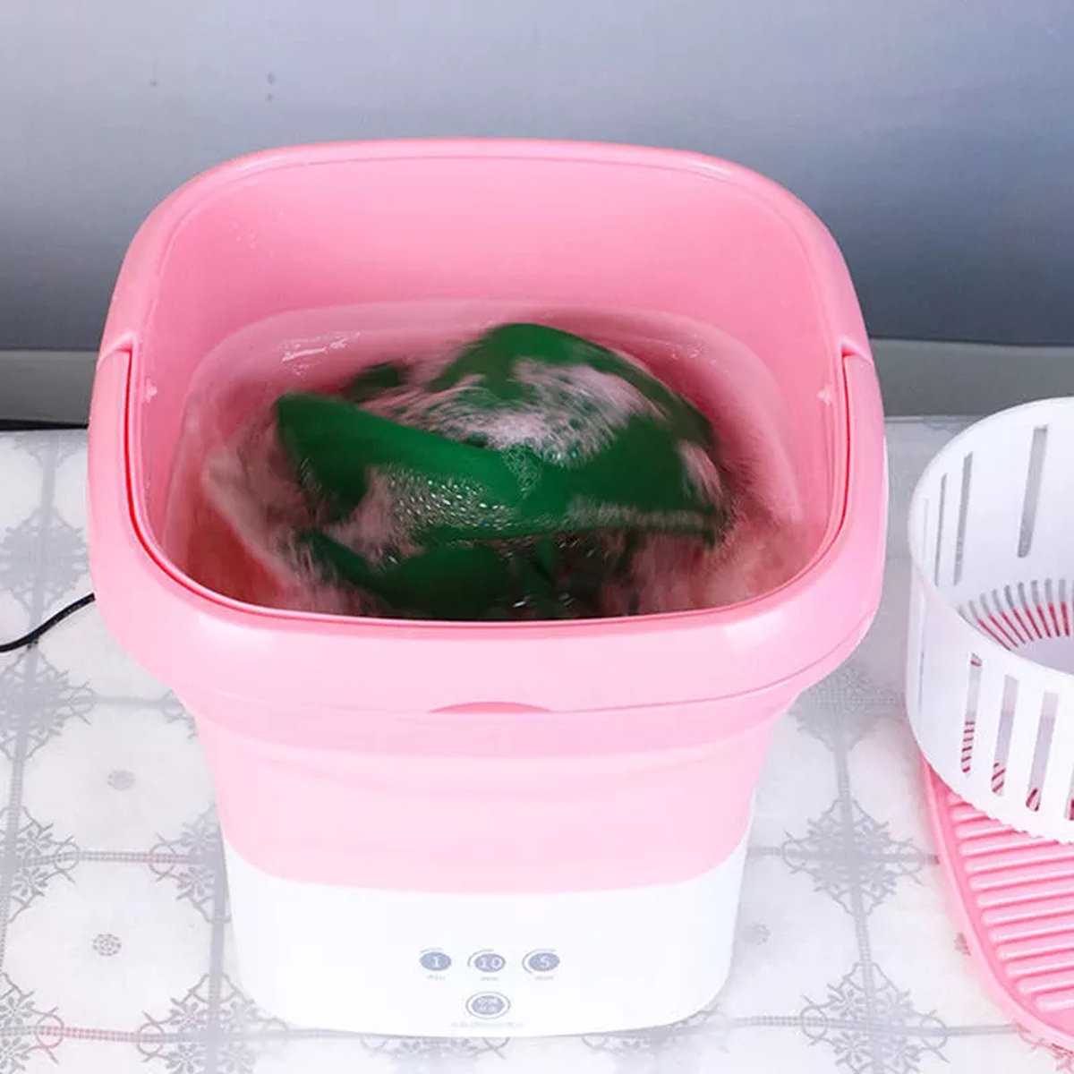  Mini Wasmachine - Camping Wasmachine - Roze - Opvouwbare Wasmachine - Handwasmachine - Fruitwasser - Kampeer Wasmachine