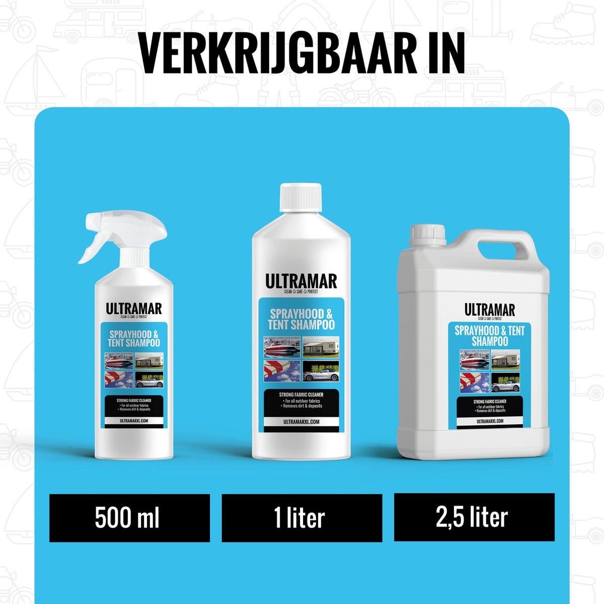  Ultramar - Reiniger Sprayhood &amp; Tent Shampoo 500 Ml - Tentdoekreiniger Voor Bootkap, Tent, Cabriodak