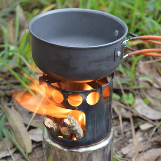 Merkloos Campingkooktoestel, Houtkachel, Draagbaar, Roestvrij Staal, Hobo-kooktoestel Met Opbergzak, Voor Barbecue, Camping, Picknick, Wandelen
