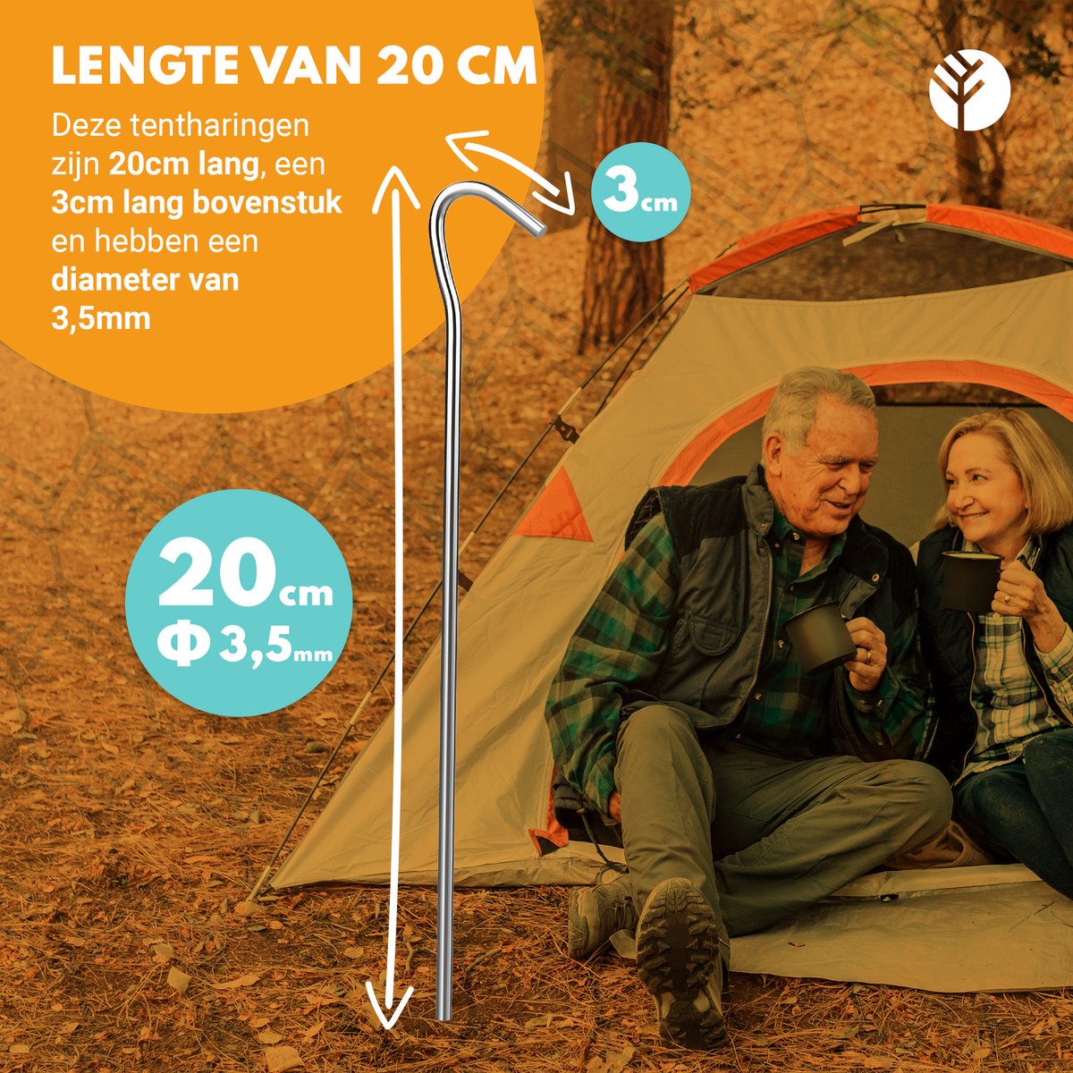  Stalen Haringen Set Van 50st. - Premium Staal - Grondanker - Tent Haring - Grondhaken - Tent Spijker - 20cm Lang - 3cm Haak - 3,5mm Premium Dikte Tentharing - Groots®