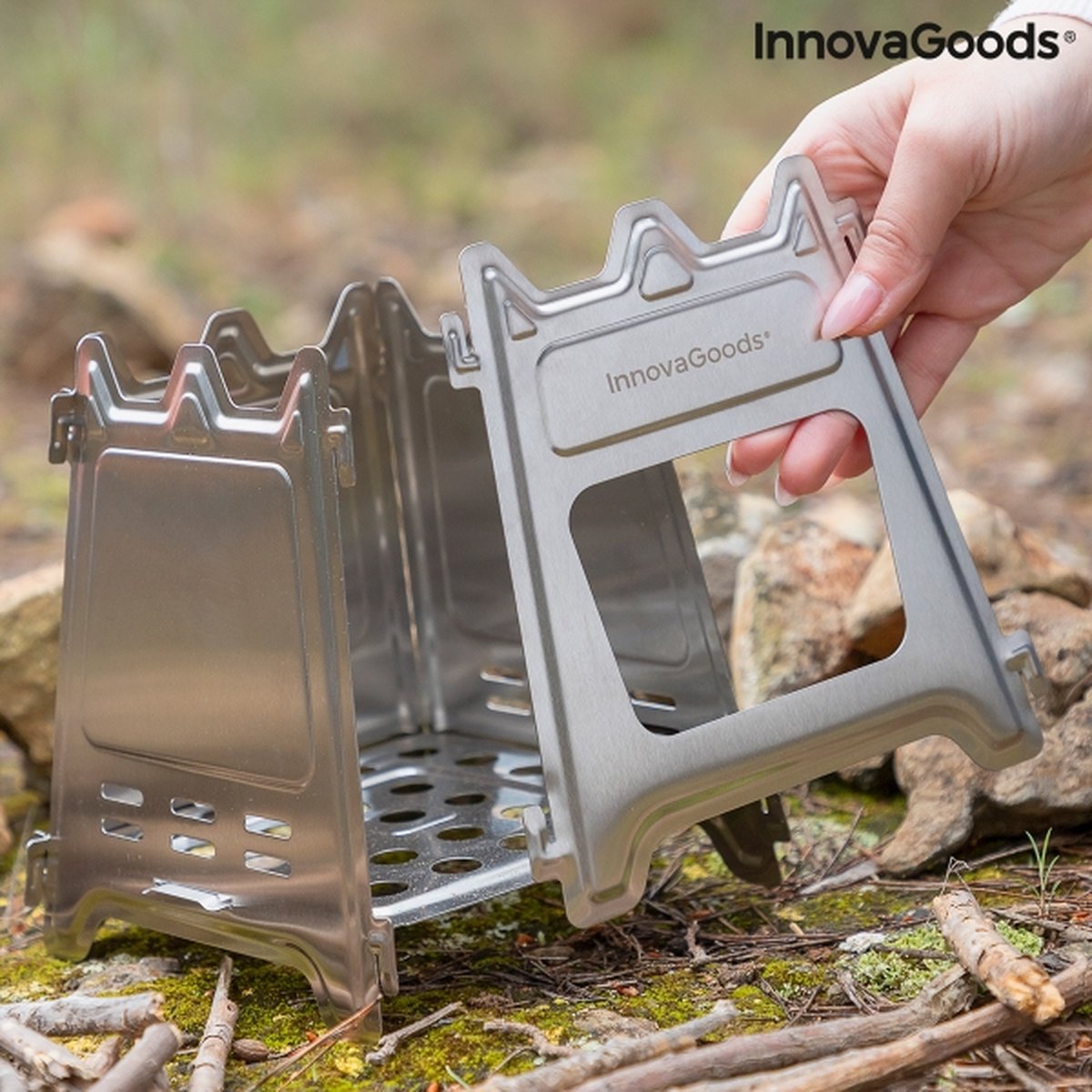 Innovagoods INKLAPBARE STALEN CAMPINGOVEN FLAMET - Camping Oven - Mini Oven - Camping Oventje - Oventje Camping - Mini Oven Vrijstaand - Mini Oventje