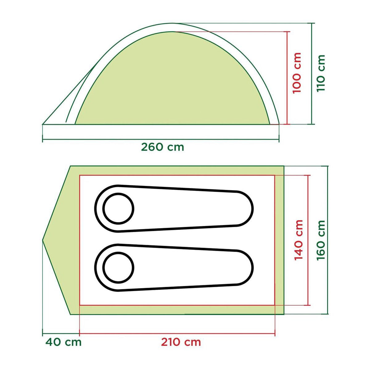  Coleman Darwin 2 Koepeltent - 2-Persoons - Groen
