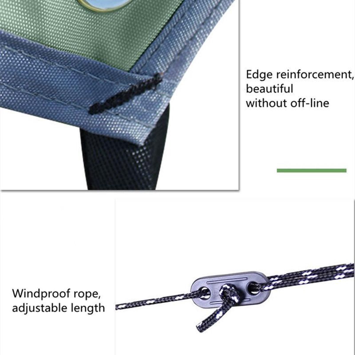 Merkloos TDR - Outdoor Draagbaar Zonnescherm Met Opbergtas - Waterdicht - Tarps Voor Kamperen 300 *300cm - 3-4 Personen -Leger Groen