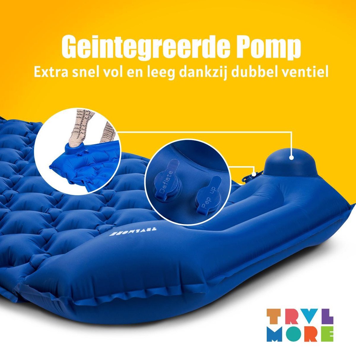  TRVLMORE Slaapmat - Zelfopblazend - 1 Persoons - Ingebouwde Pomp En Kussen - Blauw