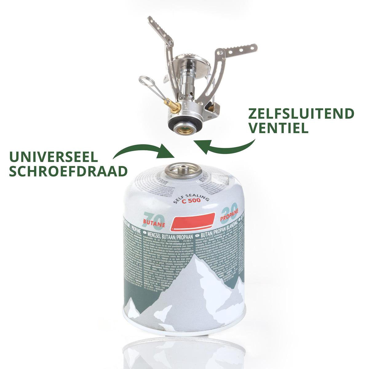  MacGyver Gasbrander Mini RVS - Camping Kookstel - Kookbrander - 10 Cm - Elektronische Ontsteking