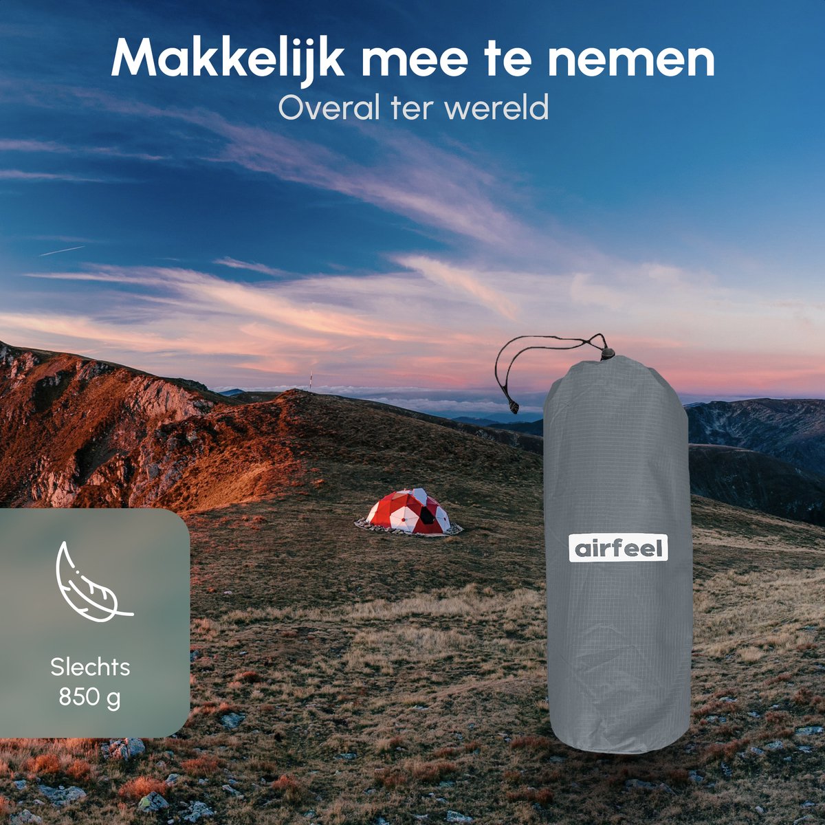 AirFeel Opblaasbaar Slaapmatje - Ingebouwde Pomp En Kussen - Lichtgewicht - 196 X 60 X 6cm - Gray