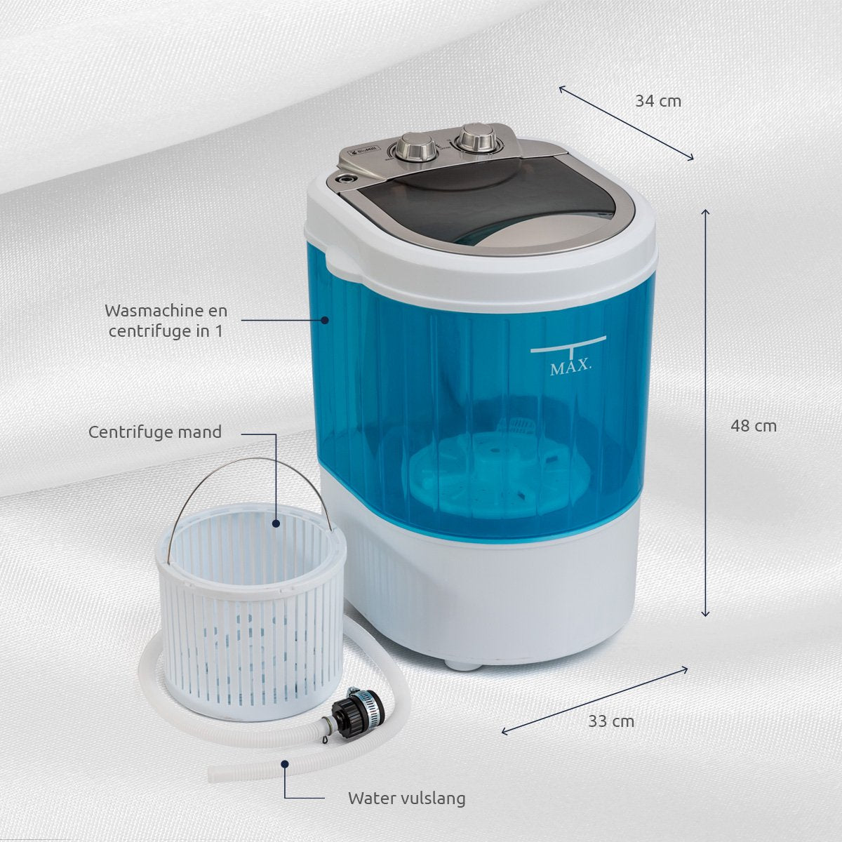  BluMill Mini Wasmachine - Met Centrifuge - Compact - Camping Wasmachine - Duurzame Keuze