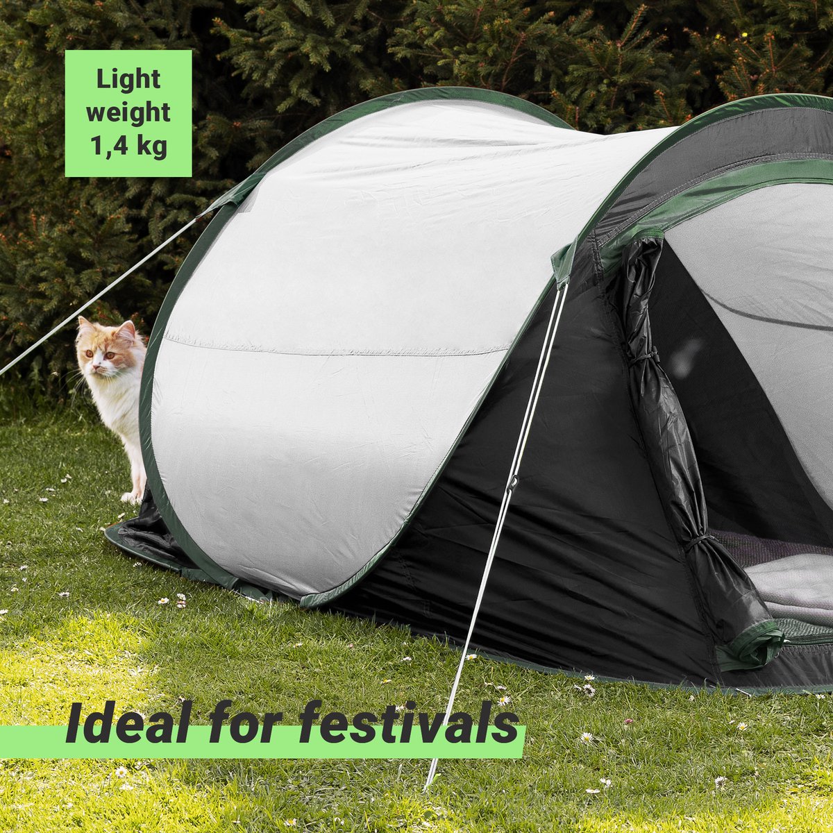  JEMIDI Tweepersoons Pop-up Tent - Opgooitent, Werptent Voor 2 Personen - Ideaal Als Festivaltent Of Kampeertent - Verschillende Kleuren