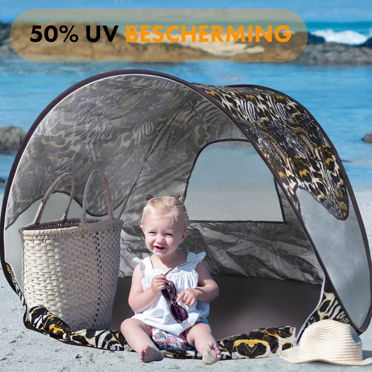  Deryan Luxe Pop Up Strandtent - Anti-UV 50+ - Zoo