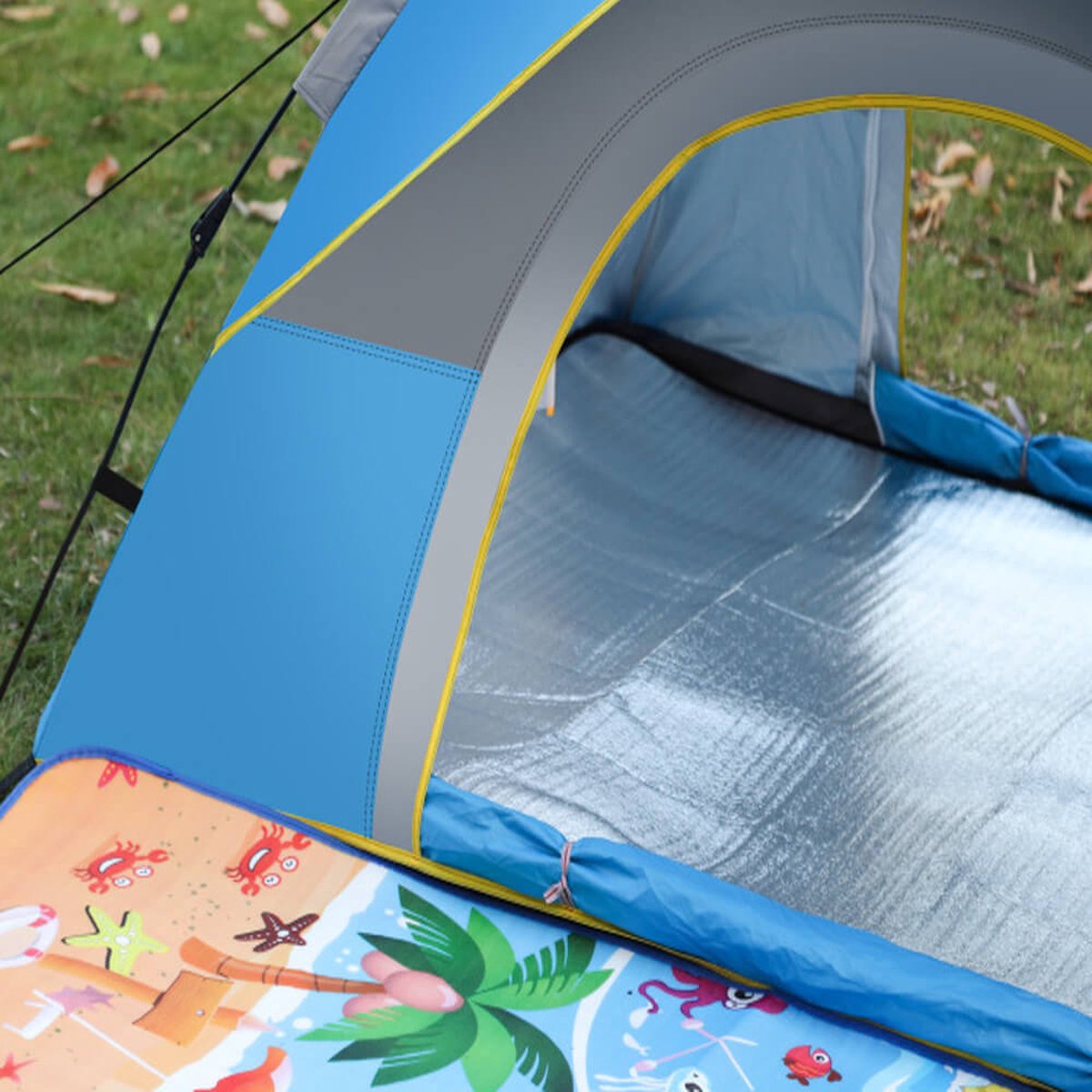  Fish Life Waterdichte Tent - Lichtgewicht Tent - Tent Voor 2-4 Personen - 200*200*140 Cm - Outdoor Camping Tent - Licht Blauw