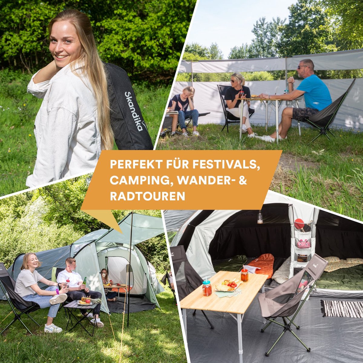  Skandika Campingstoel Compact – Campingstoelen - Campingstoel Tot 150 Kg Belastbaar - Kampeerstoel, Visstoel, Kleine Pakmaat, Opvouwbaar, Stabiel, Licht, Comfortabel Gepolsterd – Draagtas Meegeleverd - Vouwstoel – Zwart