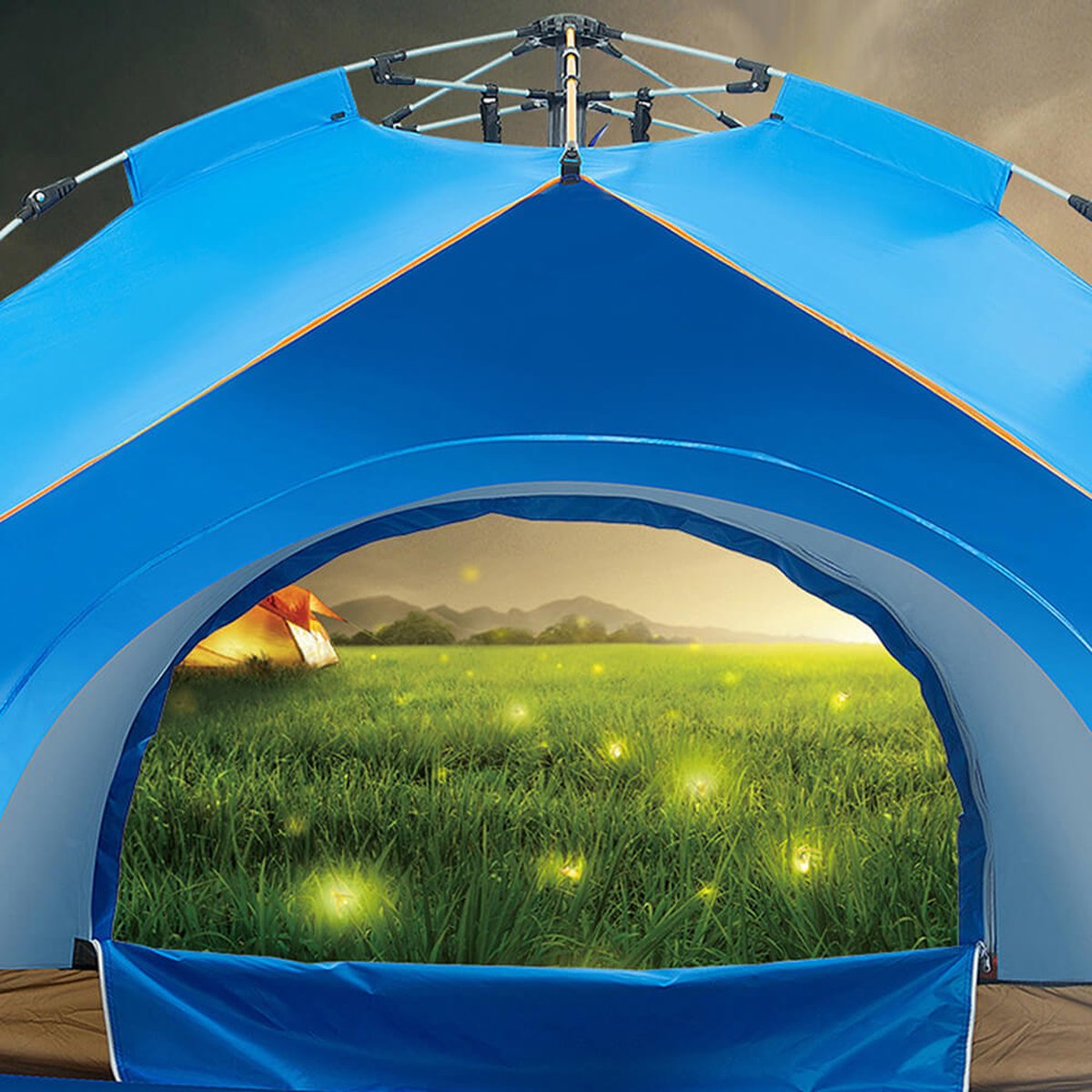  Fish Life Waterdichte Tent - Lichtgewicht Tent - Tent Voor 2-4 Personen - 200*200*140 Cm - Outdoor Camping Tent - Licht Blauw