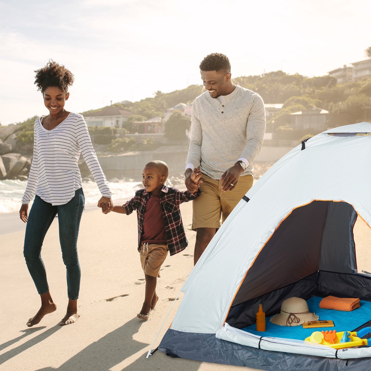  Relaxdays Strandtent Pop-up - Omkleedtent - 145x180 Cm - 2-3 Personen - Beachtent -compact - Oranje