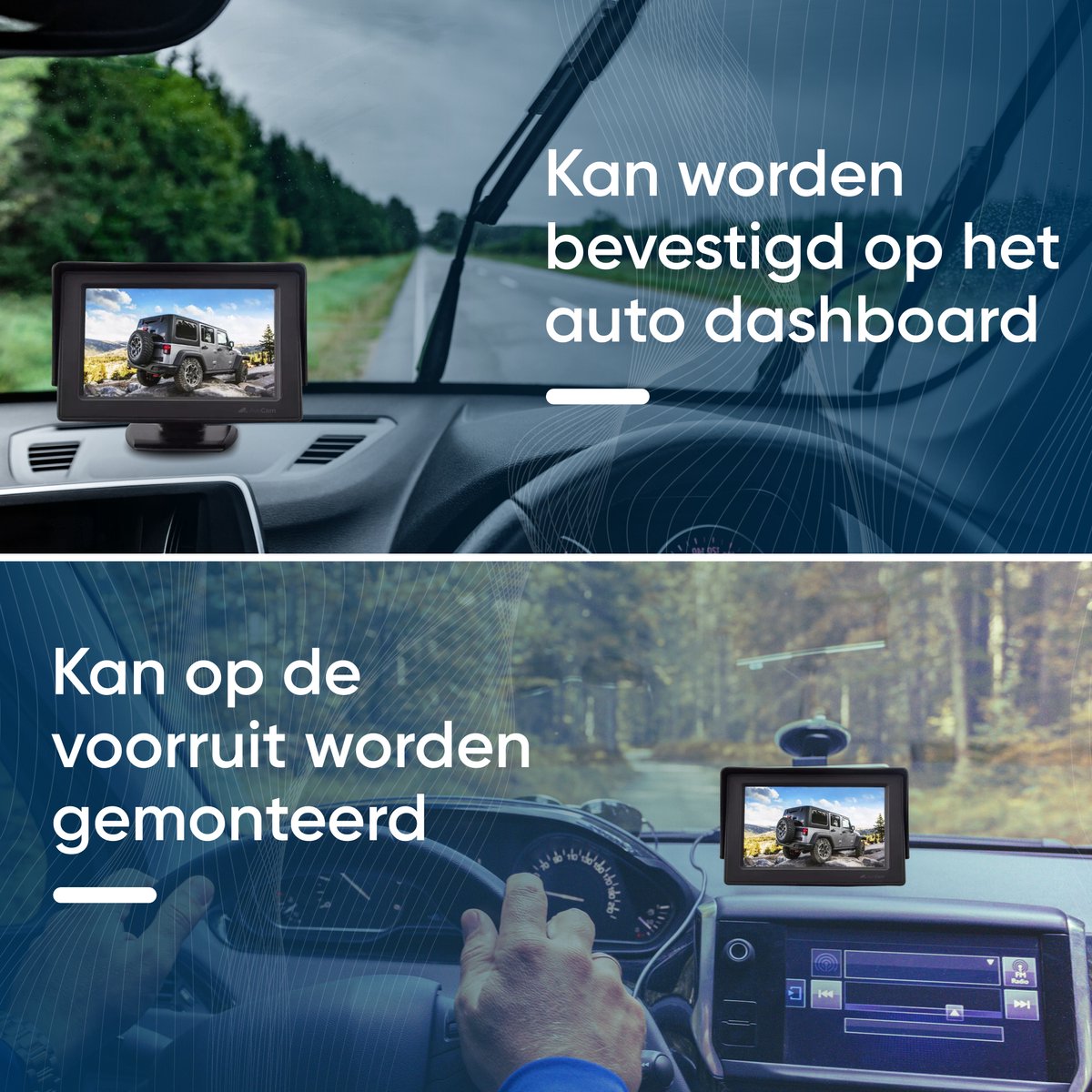  AyeCam Achteruitrijcamera - 4,3 Inch Scherm - 2 Kanaals – Nachtzicht - Incl. Begeleidingslijnen