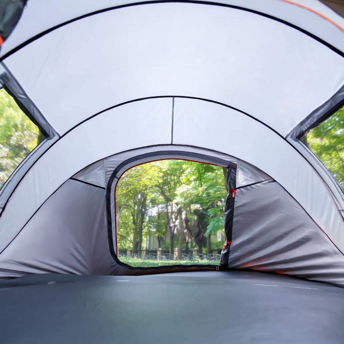  Fly Lab Luxe Pop Up Tent - Kampeer Tent - Grijs/Oranje - 4 Persoons