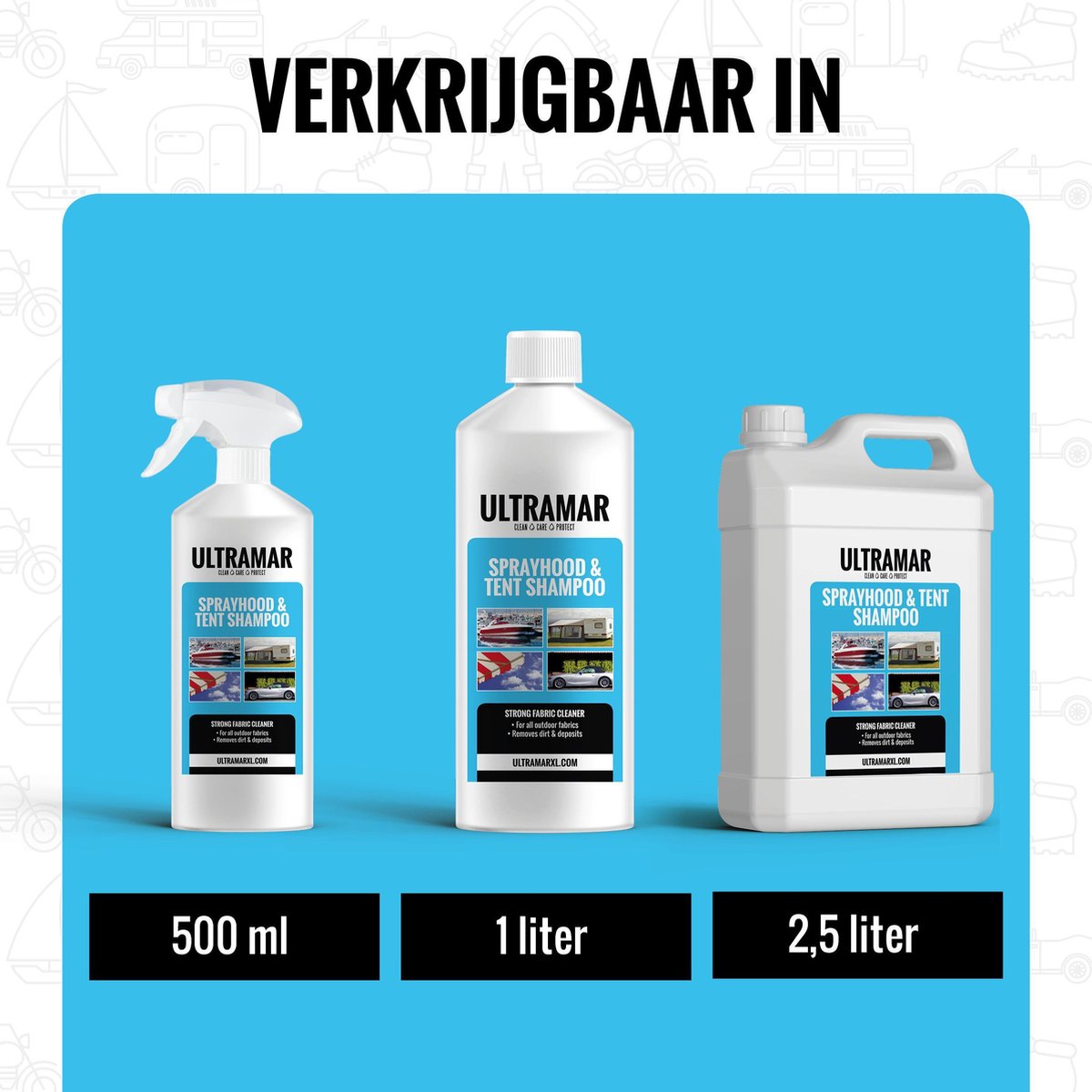  Ultramar - Reiniger Sprayhood &amp; Tent Shampoo 500 Ml - Tentdoekreiniger Voor Bootkap, Tent, Cabriodak