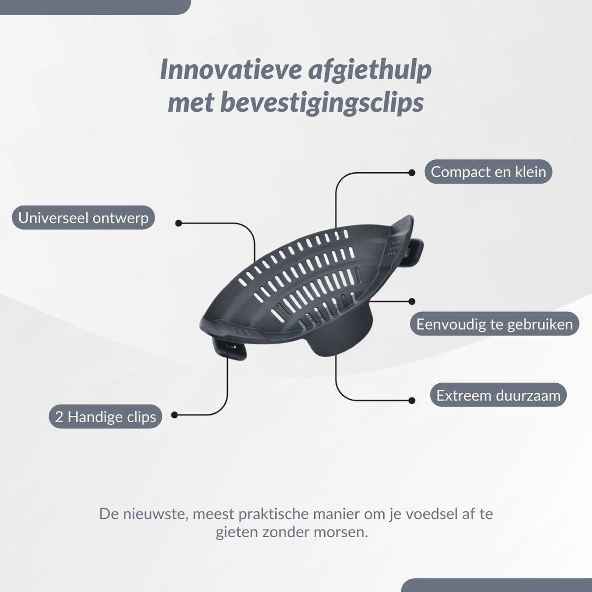  SensaHome- Siliconen Vergiet - Keuken Afgietdeksel - Afgiethulp - Siliconen - BPA Vrij - Grijs