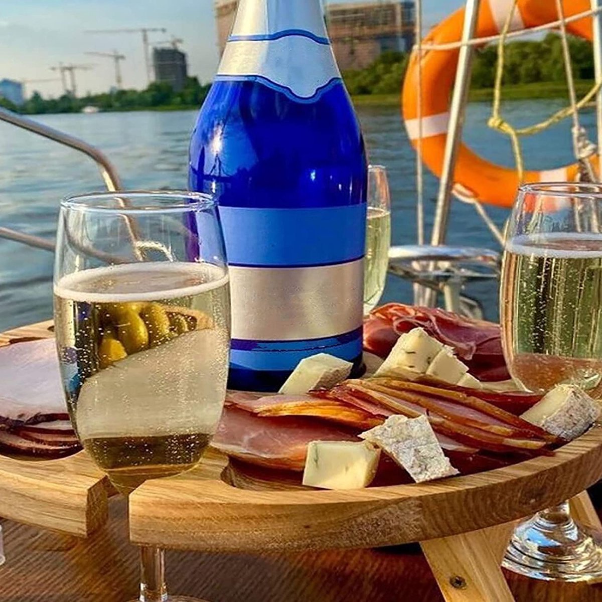 Merkloos Opvouwbare Draagbare Picknicktafel, Outdoor Opvouwbare Lichtgewicht Kampeertafel 30,5 Cm Kleine Houten Wijnpicknicktafel Voor Feest, Strand, Tuin, Camping, Barbecue, Reizen