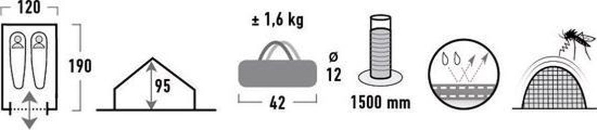  High Peak Minipack Tunneltent - Blauw - 2 Persoons