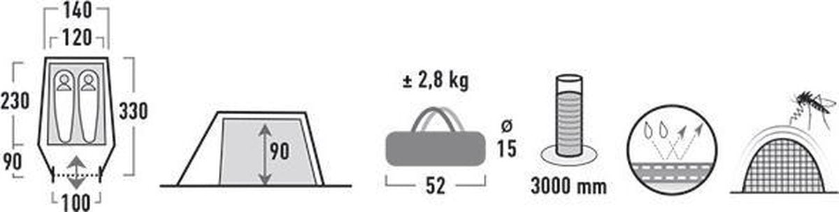  High Peak Kite 2 Tunneltent - Groen - 2 Persoons