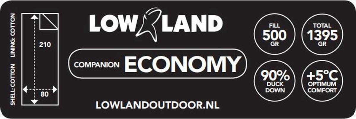  LOWLAND OUTDOOR® Donzen Slaapzak - Companion Economy - 210x80 Cm - Rood