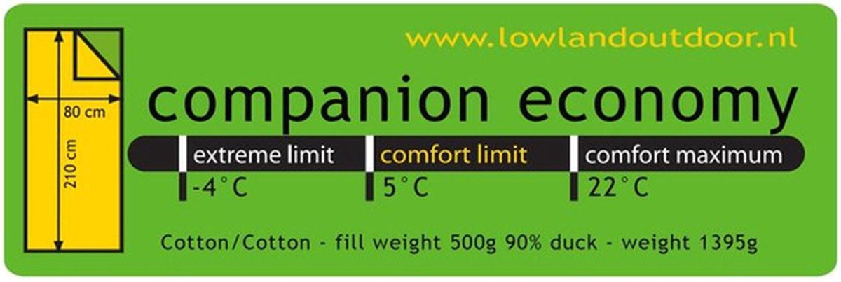  LOWLAND OUTDOOR® Donzen Slaapzak - Companion Economy - 210x80 Cm - Rood