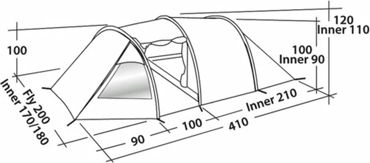  Easy Camp Tunneltent 4-persoons Spirit 300 Staalgrijs En Blauw