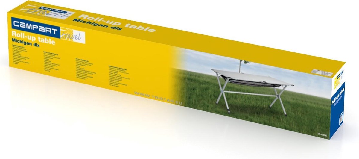  Campart Campingtafel XL TA-0806 - Opvouwbaar, Lichtgewicht En Met Verstelbare Poten - Kampeertafel Inklapbaar Inclusief Opbergtas - 140 X 80 X 70 Cm - Wit