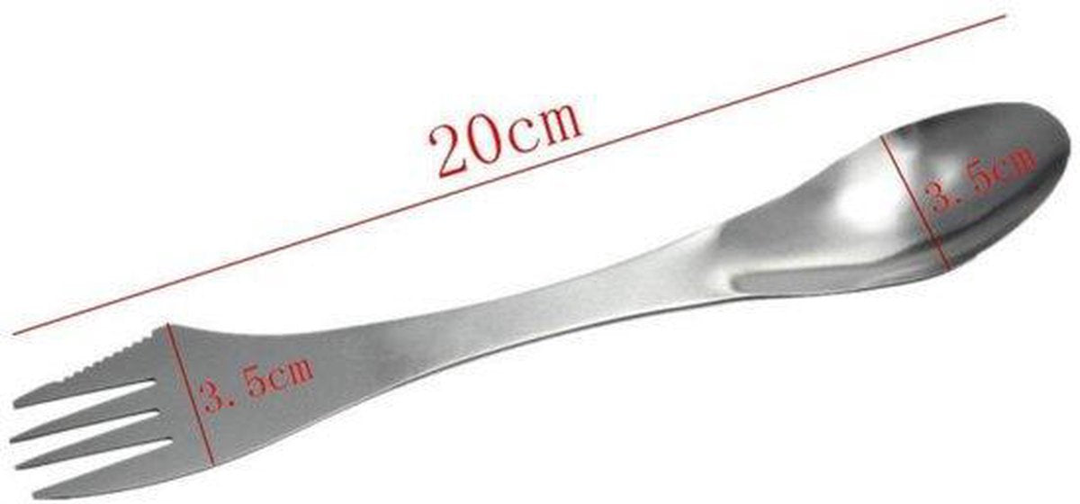  KELERINO. RVS Spork - Survival Outdoor Camping - Vork, Lepel &amp; Mes - 3 Stuks