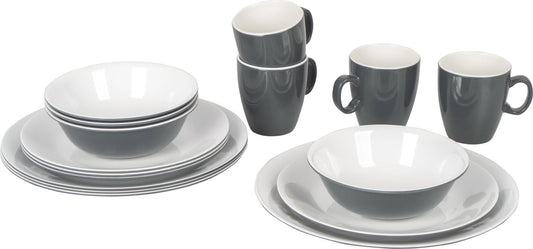  Bo-Camp Servies - Campingbord - 100% Melamine - 16-delig - Grijs