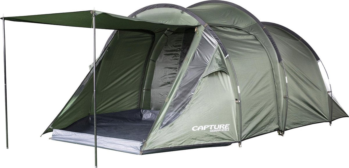  Capture Outdoor, 3-Man XXL Tent "Seikan XTR-3", Voor 3 XXL Personen, 215x400x155cm, DeLuxe Tent En Canvas, "Airflow System", …