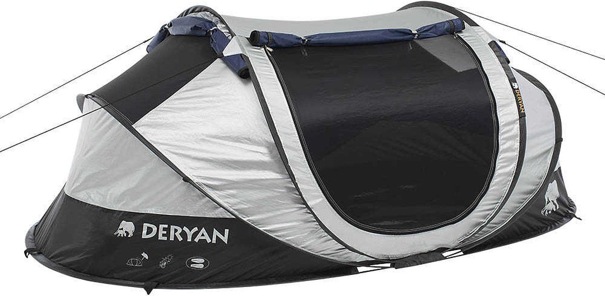 Deryan Cocoon Pop Up Tent - Slaapzak - Luchtbed - Luchtpomp - 4 Persoons - Zilver