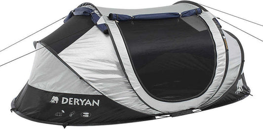  Deryan Cocoon Pop Up Tent - Luchtbed - Luchtpomp - 4 Persoons - Zilver