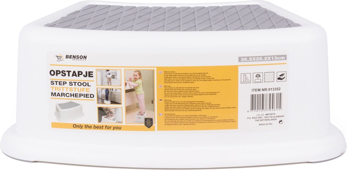  Benson Opstapje Klein - Rubberen Antislip - 36.5 X 25.2 X 13 Cm - Wit
