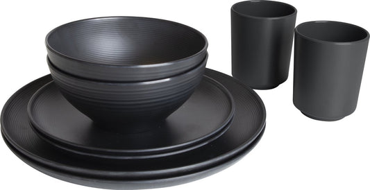  Bo-Camp Industrial - Servies - Orville - Campingbord - 16-delig - Mat Zwart