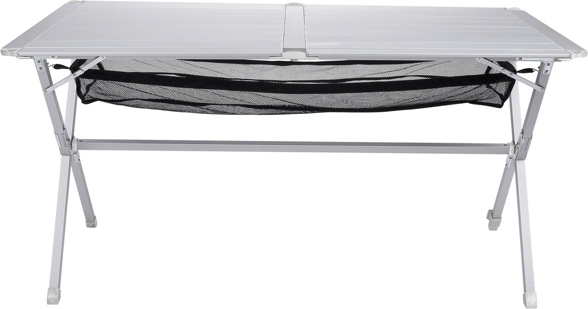  Campart Campingtafel XL TA-0806 - Opvouwbaar, Lichtgewicht En Met Verstelbare Poten - Kampeertafel Inklapbaar Inclusief Opbergtas - 140 X 80 X 70 Cm - Wit