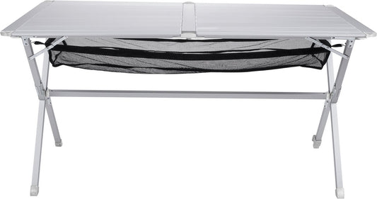  Campart Campingtafel XL TA-0806 - Opvouwbaar, Lichtgewicht En Met Verstelbare Poten - Kampeertafel Inklapbaar Inclusief Opbergtas - 140 X 80 X 70 Cm - Wit