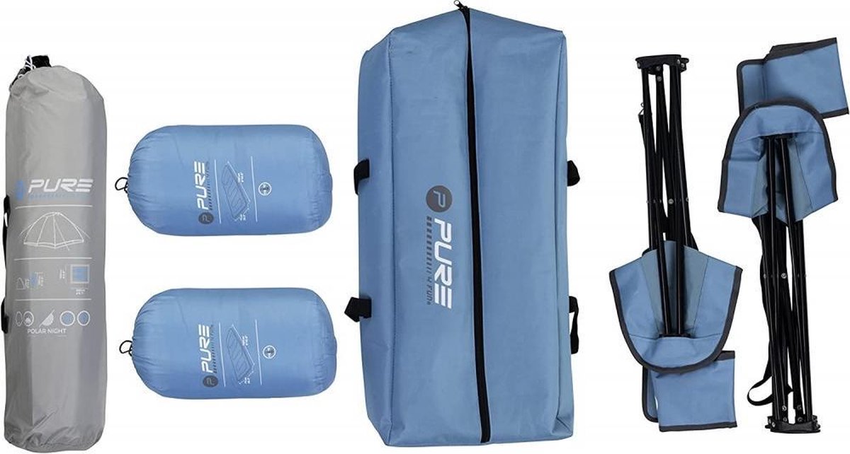  MaxxSport Camping Set - 2 Persoons - Tent + Slaapzakken + Campingstoelen - 200x190x120cm
