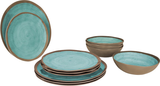 Bo-Camp Servies Halo - 12 Delig Melamine - Aqua